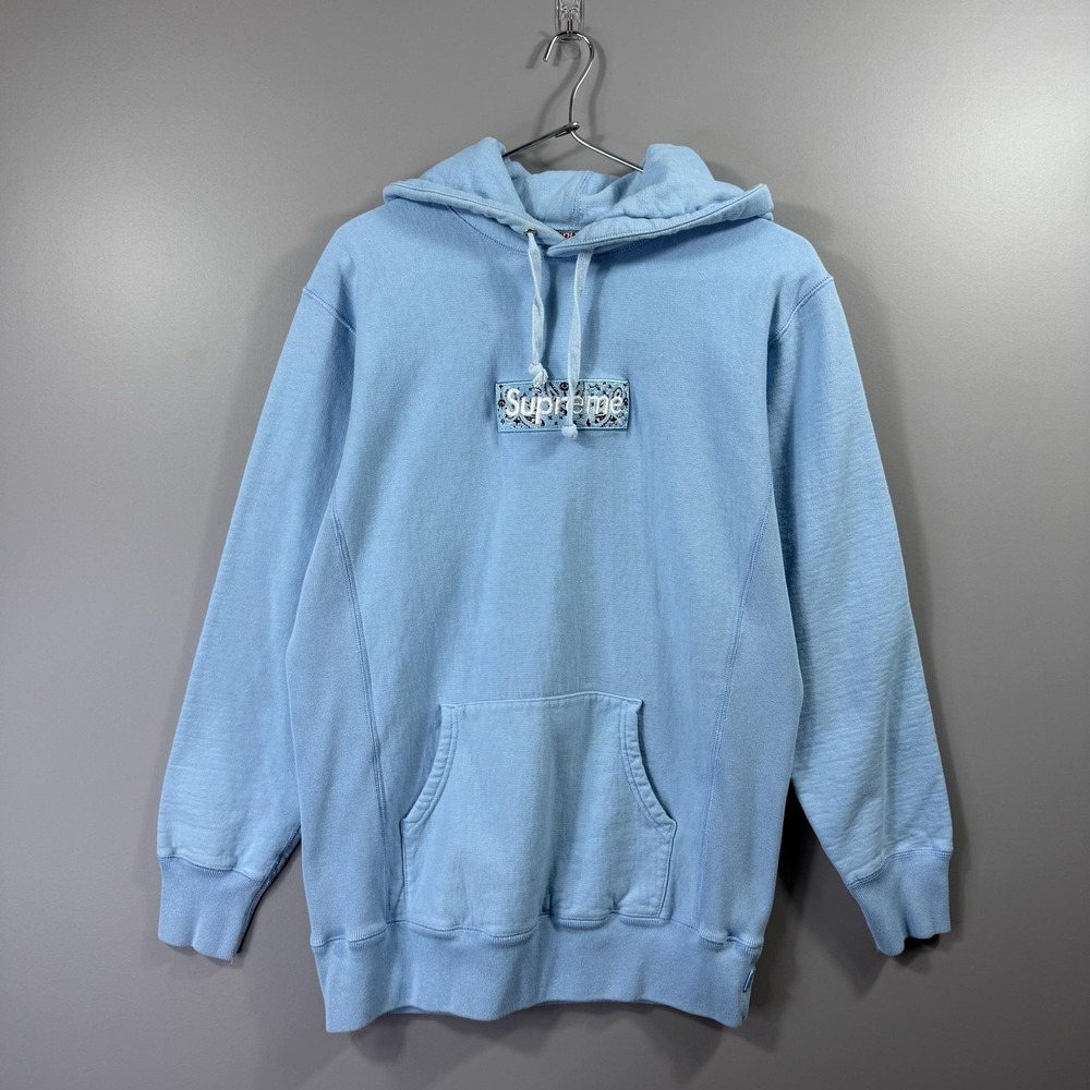 Supreme Box Logo BOGO Hooded Sweatshirt Hoodie Blue Bandana FW19 Size L